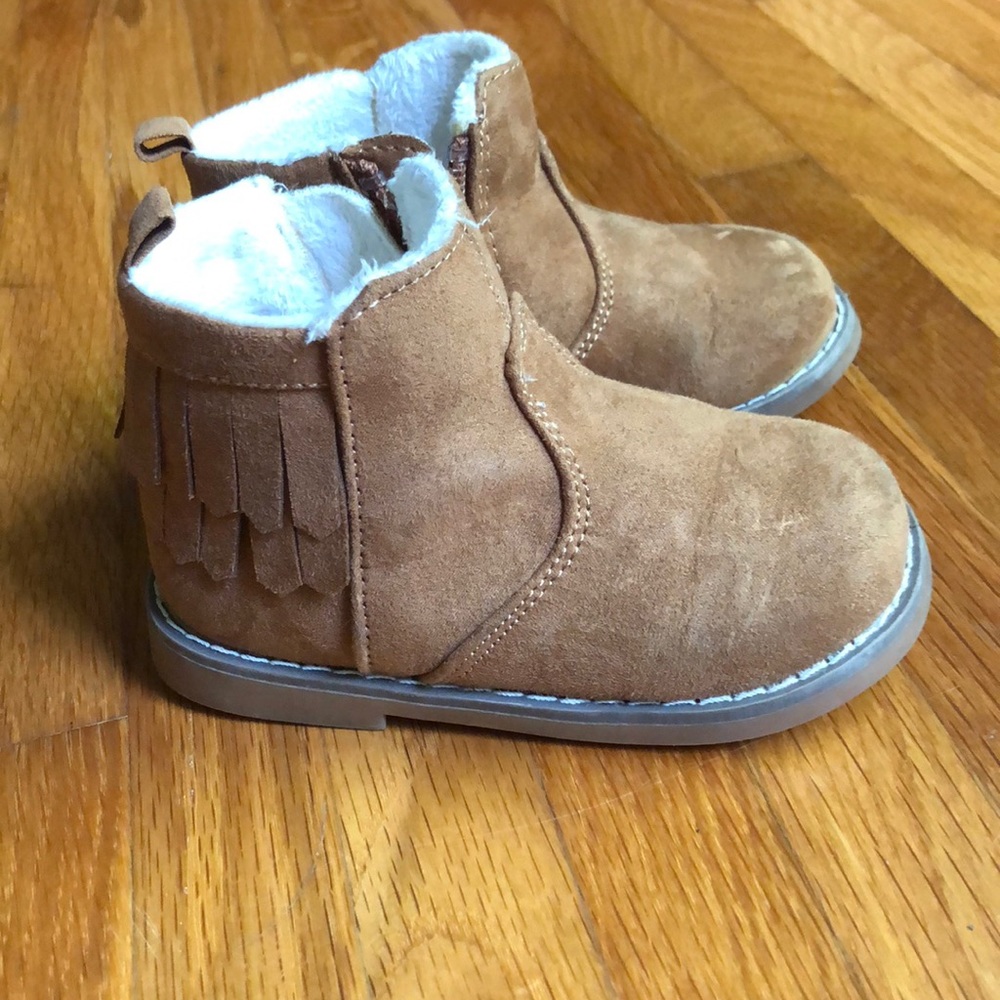 H&M suede tan fringe boots